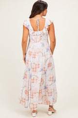 Dusty Pink Floral Button Down Maternity Maxi Dress