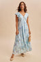 Blue Floral Button Down Maxi Dress
