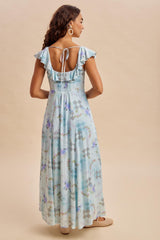 Blue Floral Button Down Maxi Dress