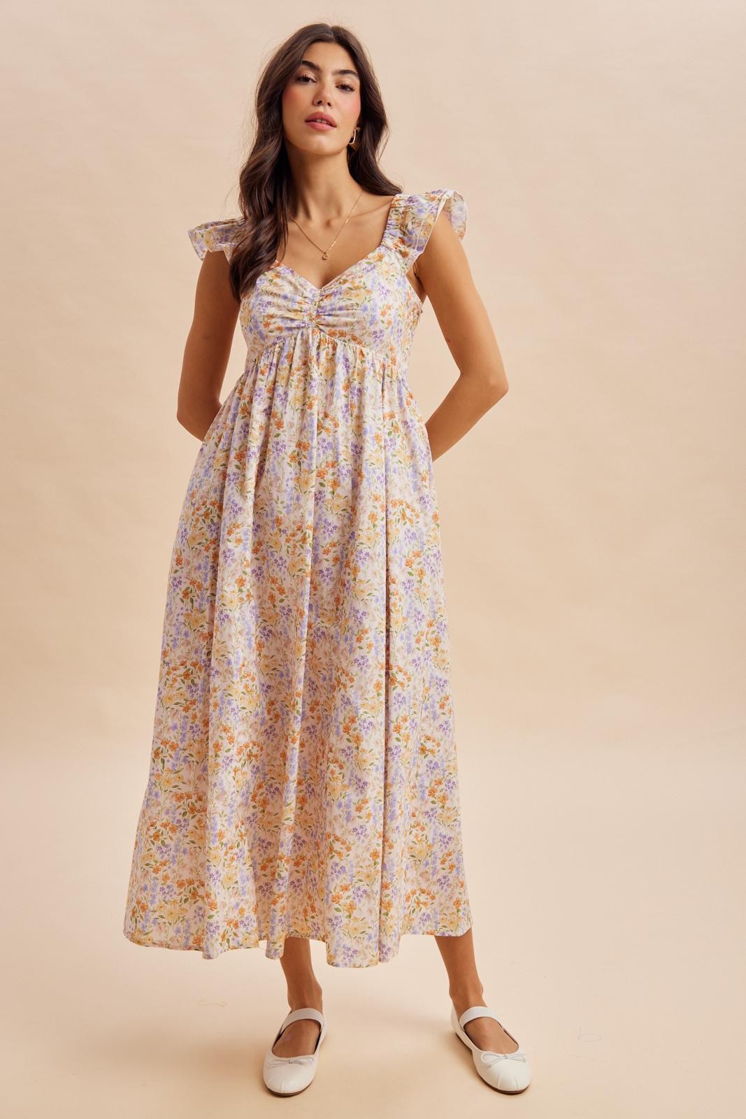 Wildflower Floral Ruffle Strap Maxi Dress