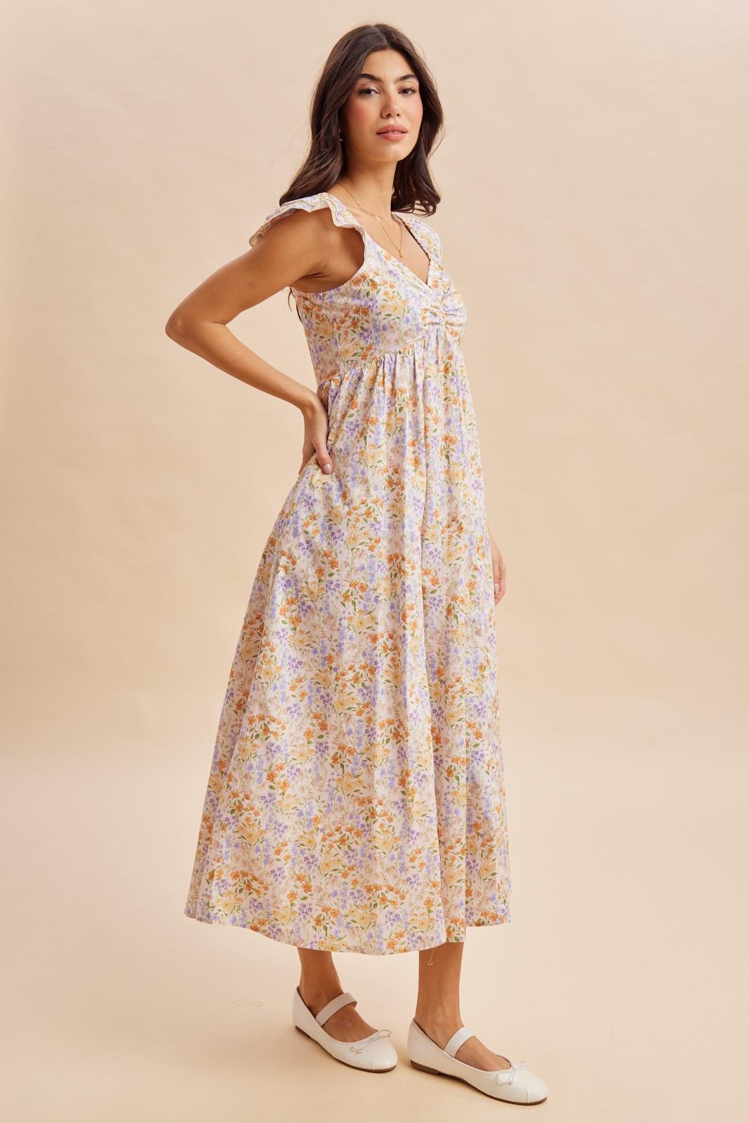 Wildflower Floral Ruffle Strap Maxi Dress