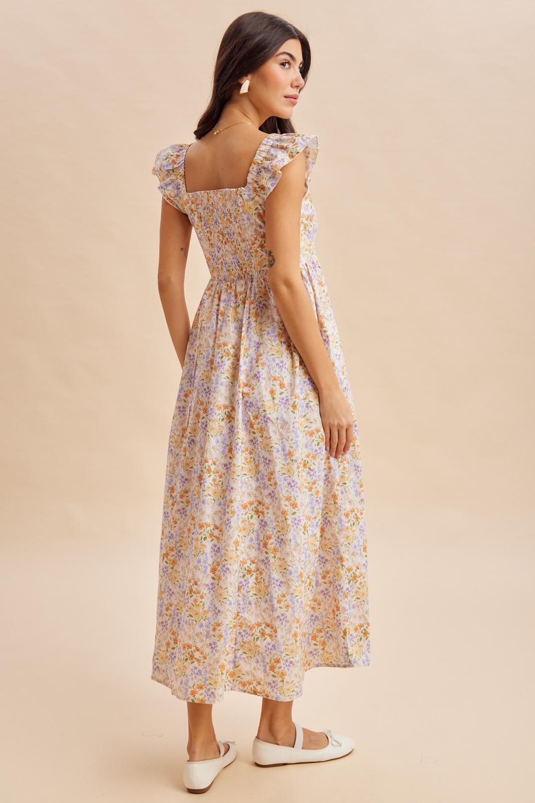 Wildflower Floral Ruffle Strap Maxi Dress