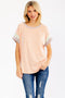 Coral Rib Color Block Short Sleeve Top