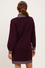 Plum Contrast Mock Neck Sweater Dress