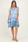 Denim Blue V Neck Flutter Sleeve Border Print Mini Tiered Maternity Dress