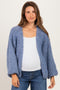 Blue Chunky Knit Bubble Sleeve Maternity Cardigan