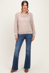 Stone Open Knit Striped Sweater Top