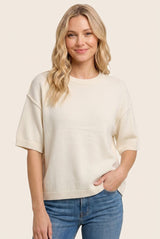 Ivory Basic Short Sleeve Sweater Top
