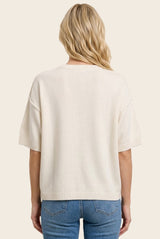 Ivory Basic Short Sleeve Sweater Top