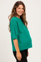 Green Basic Maternity Short Sleeve Sweater Top