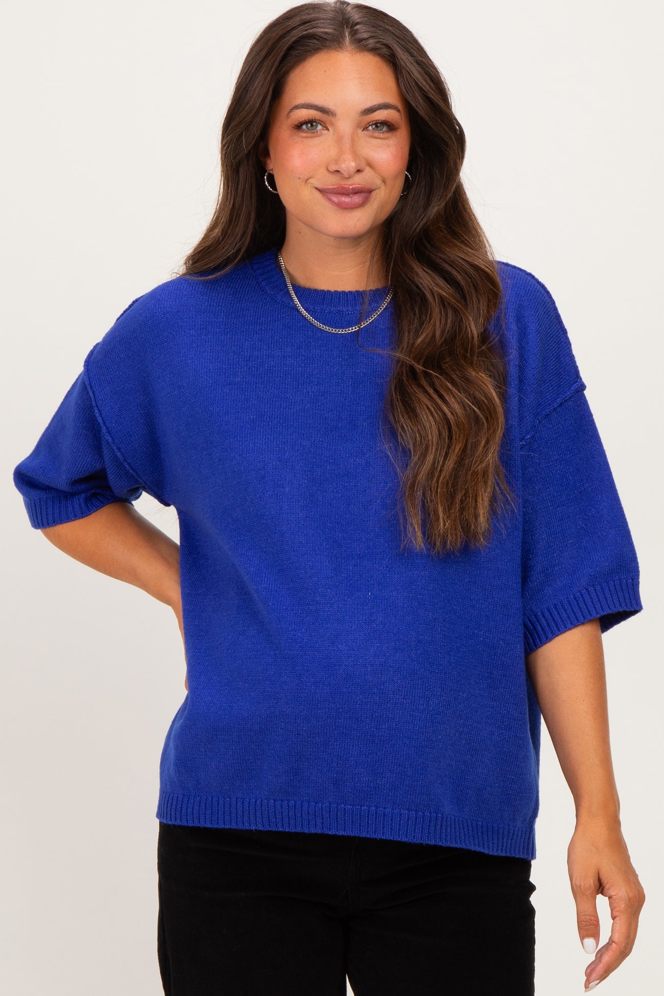 Royal Basic Maternity Short Sleeve Sweater Top