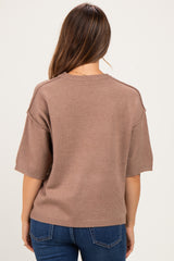 Mocha Basic Maternity Short Sleeve Sweater Top