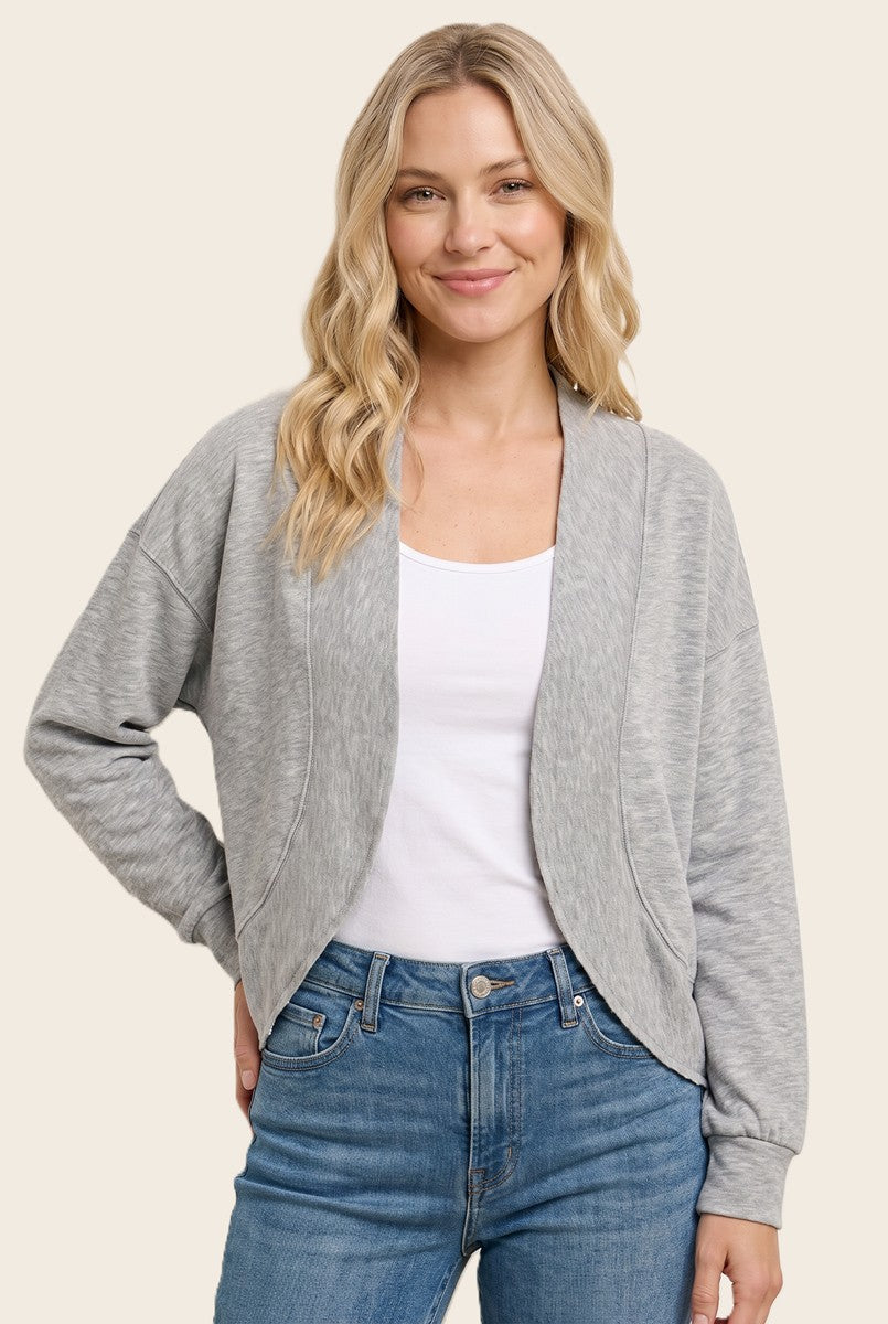 Heather Grey French Terry Maternity Shrug Cardigan
