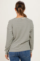 Hunter Green Striped Maternity Long Sleeve Top