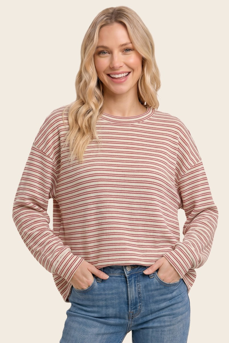 Red Striped Maternity Long Sleeve Top