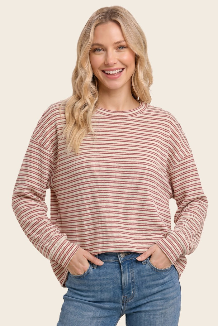 Red Striped Maternity Long Sleeve Top