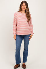 Red Striped Maternity Long Sleeve Top