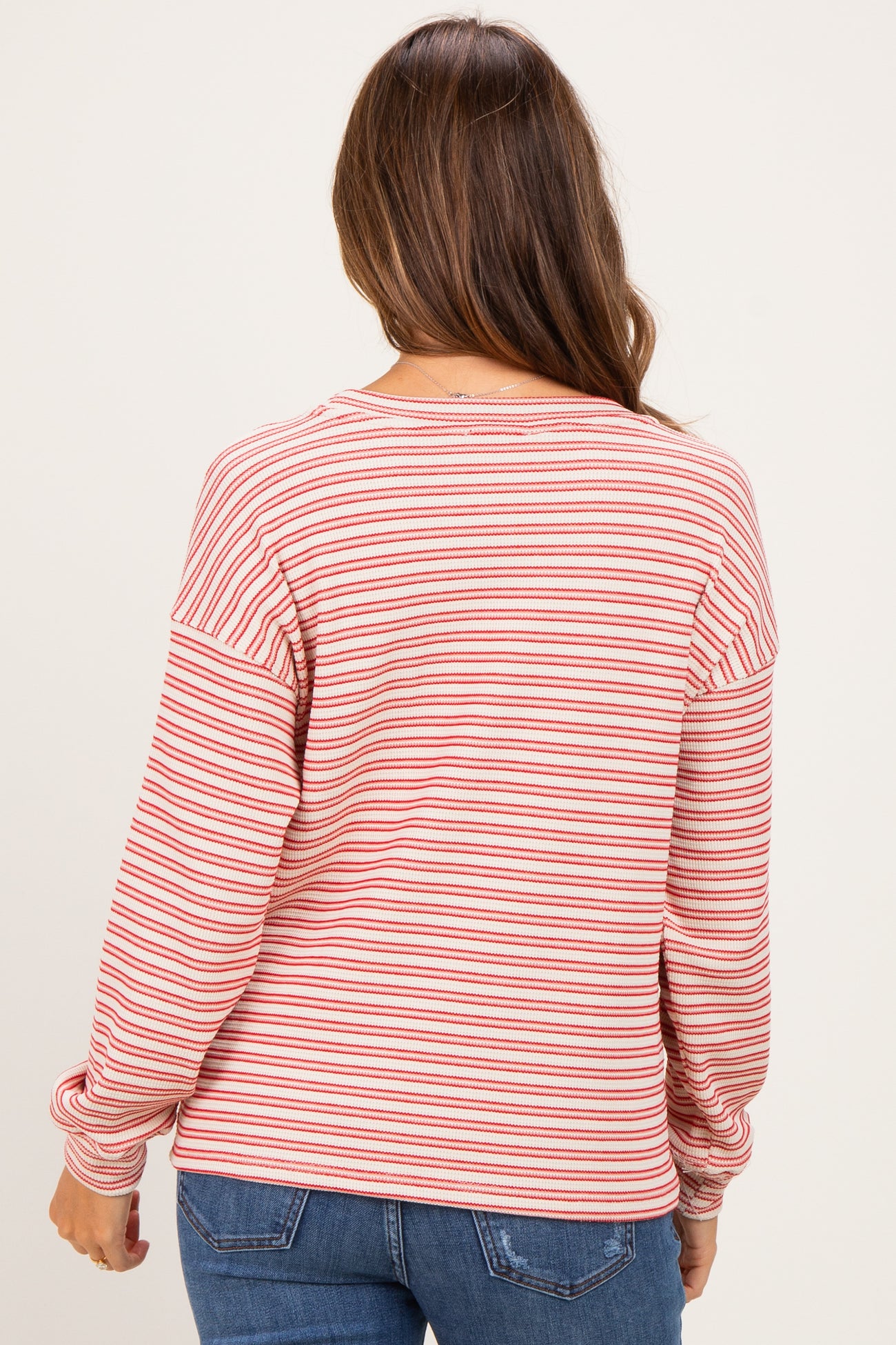 Red Striped Maternity Long Sleeve Top