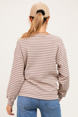 Brown Striped Maternity Long Sleeve Top