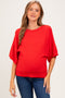 Red Oversized Maternity Short Sleeve Sweater Top