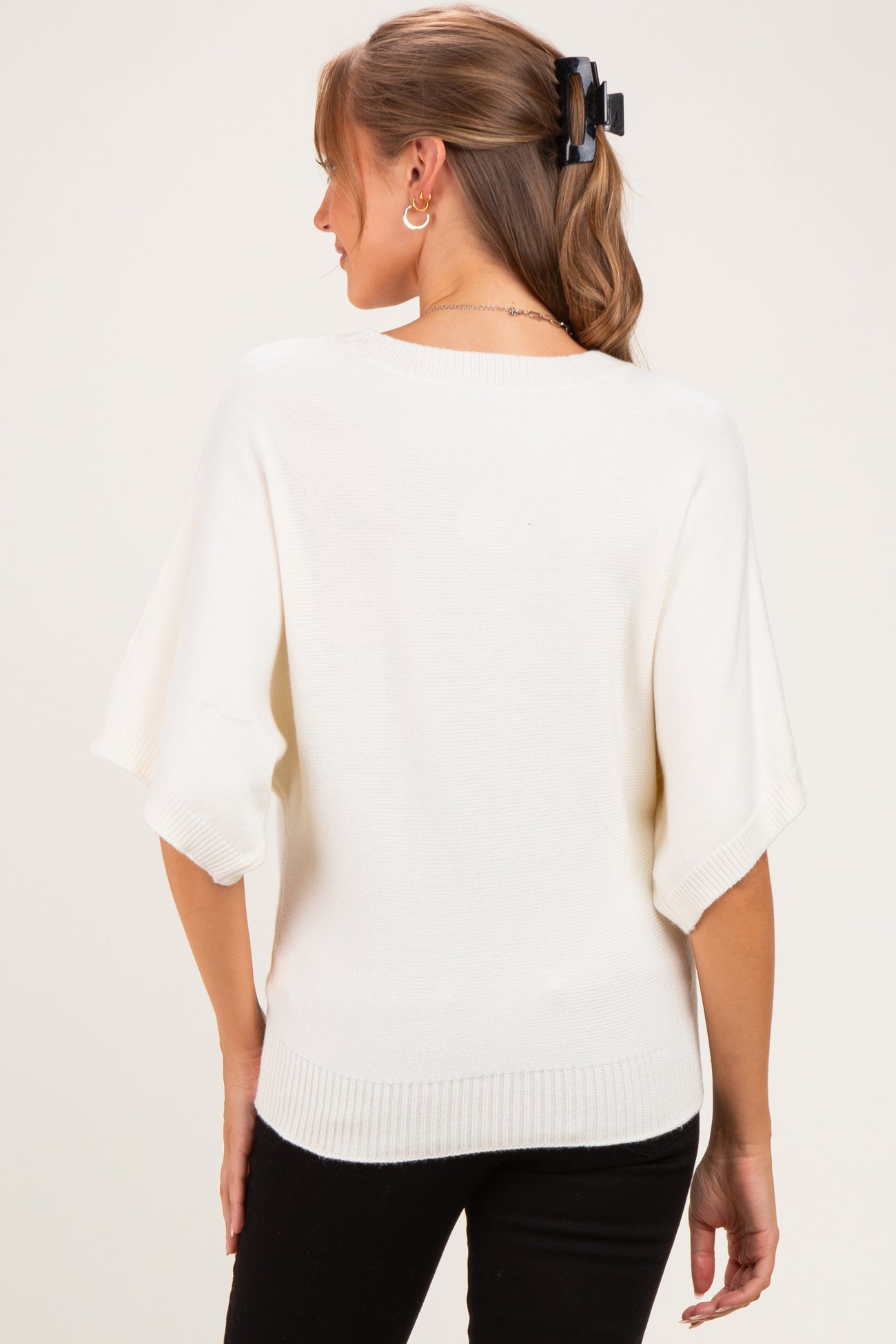 Ivory Oversized Maternity Short Sleeve Sweater Top