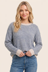 Indigo Two Tone Ribbed Maternity Sweater