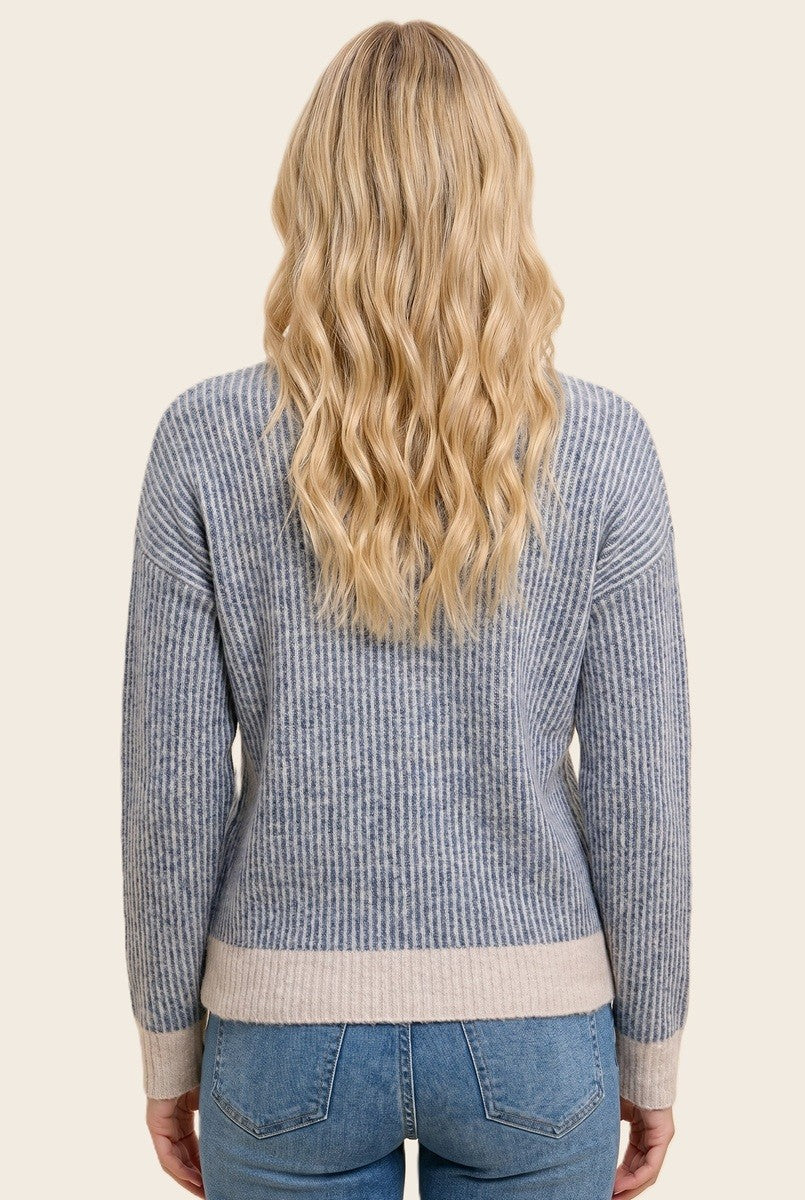 Indigo Two Tone Ribbed Sweater