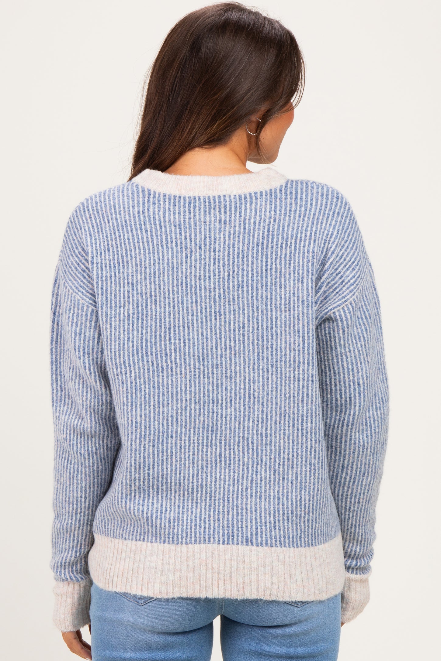 Indigo Two Tone Ribbed Maternity Sweater