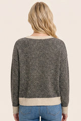 Chocolate Two Tone Ribbed Sweater