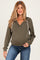 Olive V-Neck Long Sleeve Drawstring Maternity Hoodie