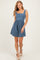 Denim Ribbed Smocked Bodice Romper