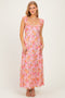 Pink Floral Sleeveless Maxi Dress