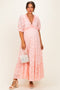 Light Pink Floral Lace V-Neck Maternity Maxi Dress