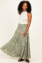 Olive Floral Tiered Smocked Waist Maxi Skirt