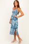 Cornflower Blue Twist Front Cut Out Midi Dress