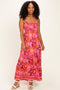 Fuchsia Floral Lace Trim Maxi Dress