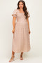 Light Taupe Polka Dot Smocked Maternity Midi Dress