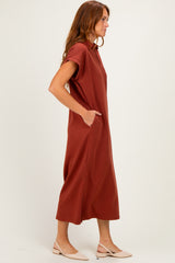 Clay Collared Short Sleeve Midi Dress