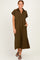 Olive Collared Short Sleeve Midi Dress