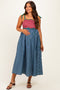 Blue Striped Colorblock Scallop Detail Maternity Midi Dress
