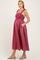 Mauve Striped Colorblock Scallop Detail Maternity Midi Dress