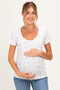 Pink Pointelle Ruching Short Sleeve Maternity Top