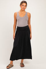 Black Gathered Waistband Maternity Maxi Skirt