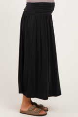 Black Gathered Waistband Maternity Maxi Skirt