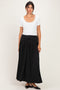 Black Gathered Waistband Maxi Skirt