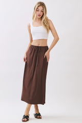 Chocolate Front Tie Maternity Maxi Skirt
