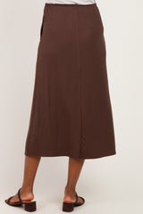 Chocolate Front Tie Maternity Maxi Skirt