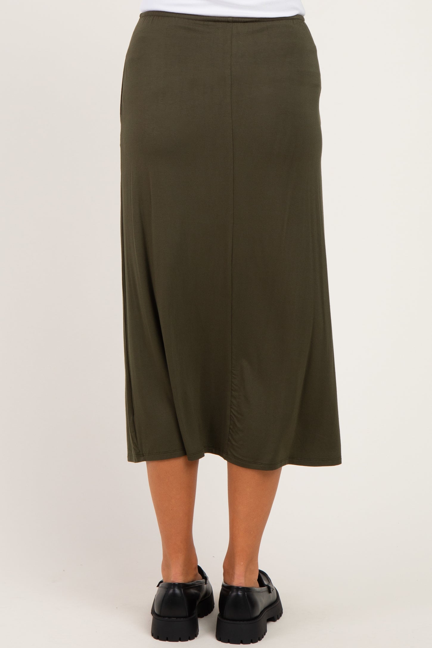Olive Front Tie Maternity Maxi Skirt