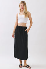 Black Front Tie Maternity Maxi Skirt