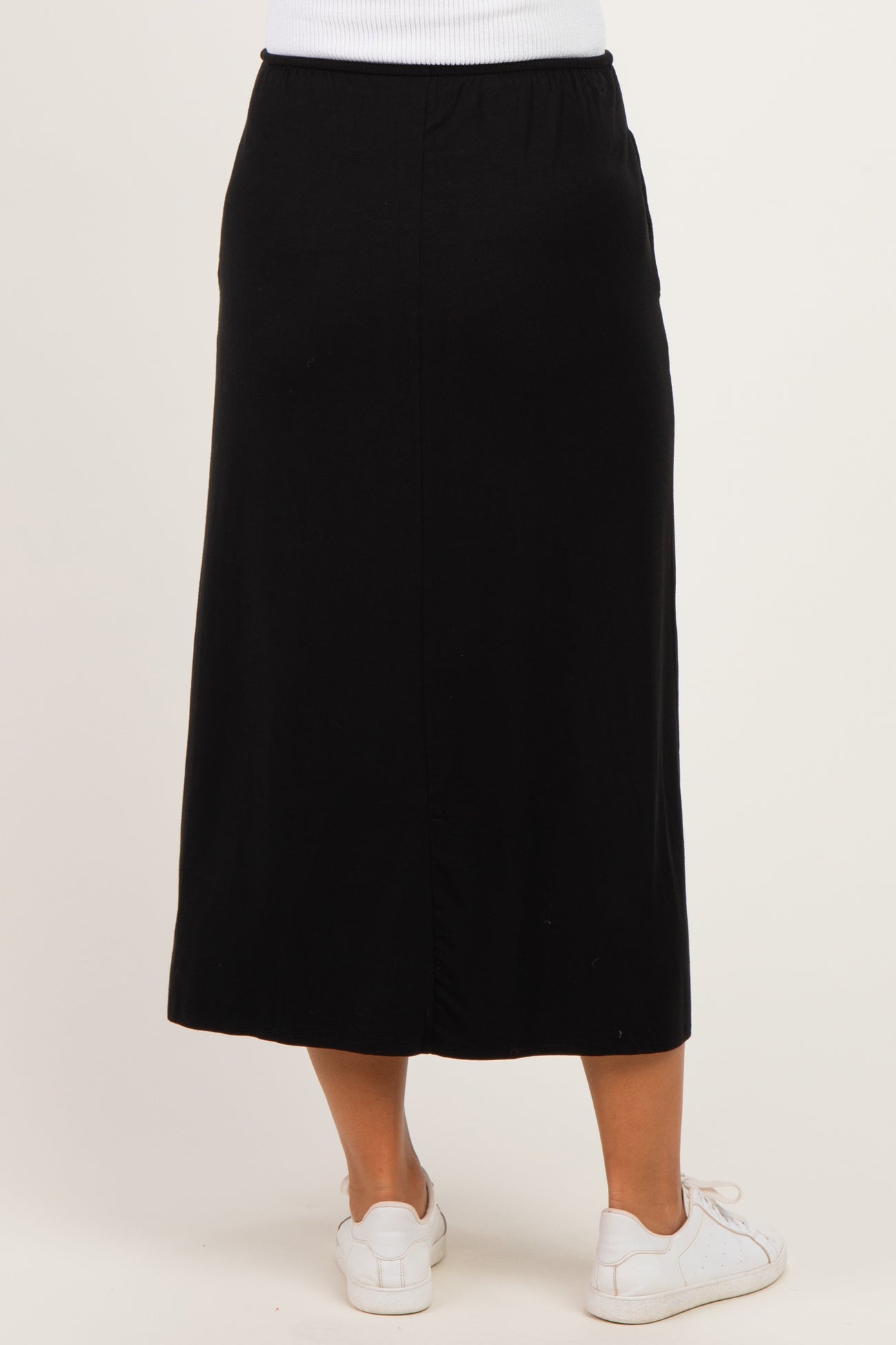 Black Front Tie Maternity Maxi Skirt